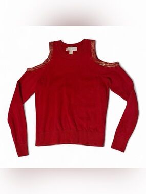 Michael Kors Cold-Shoulder Knit Sweater in Red